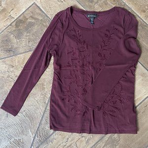 INC International Concepts Burgundy Embroidered